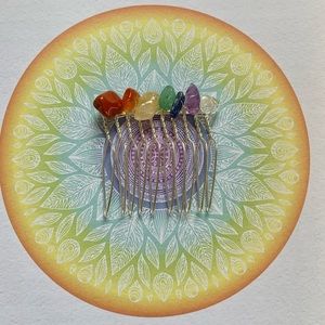 Mini Rainbow Chakra Hair Comb-Handcrafted NWT